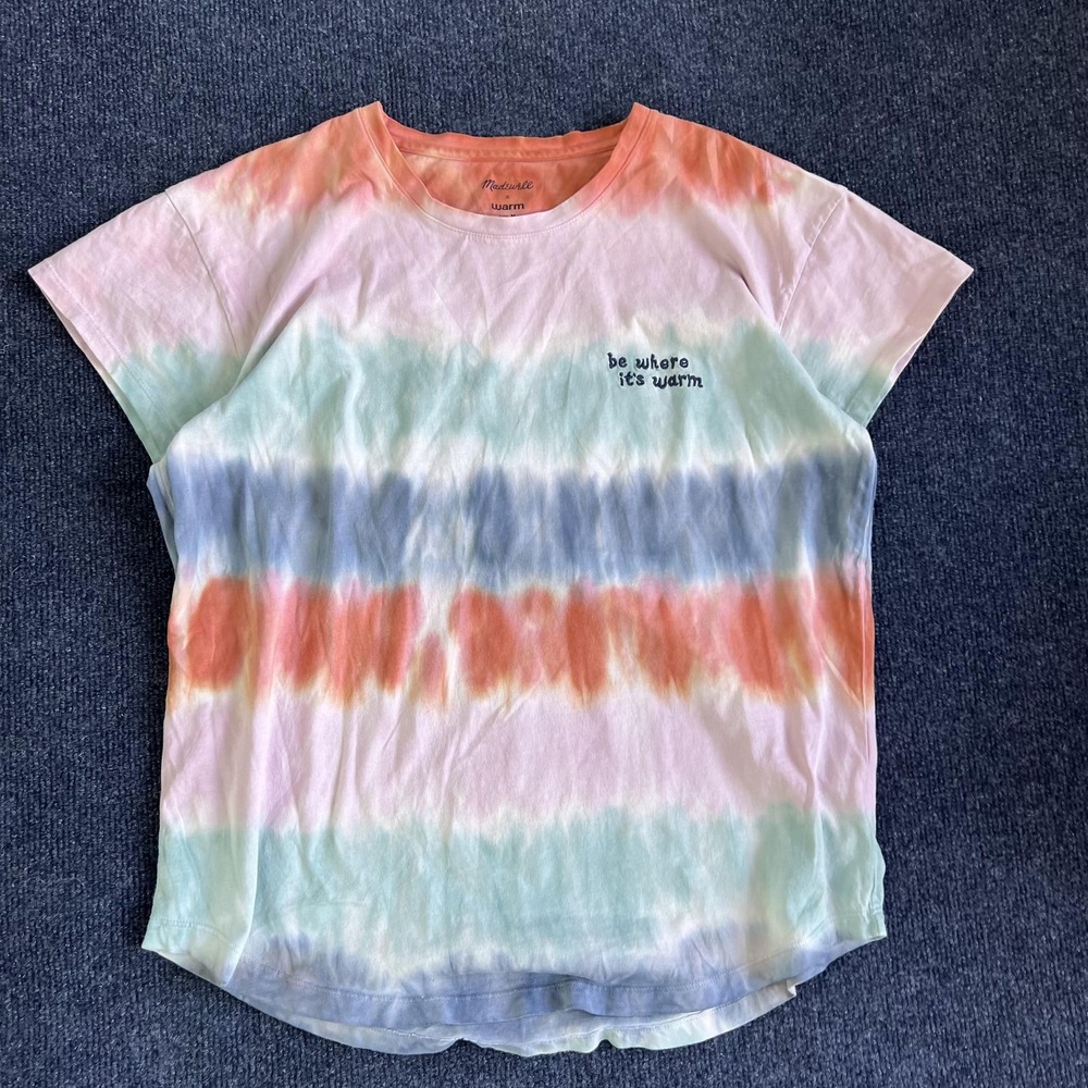Madewell X Warm Shirt Womens Medium Multicolor Tie Dye Embroidered Tee T-Shirt
